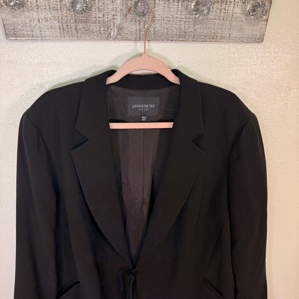 LAFAYETTE 148 Black Tie front Blazer Size 22W  Pockets Minimalist Professional - Picture 6 of 14